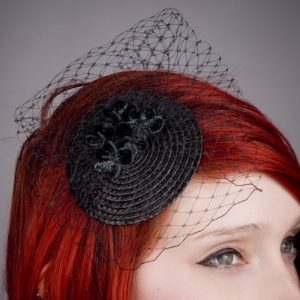 Black Blossom Flower Fascinator detail
