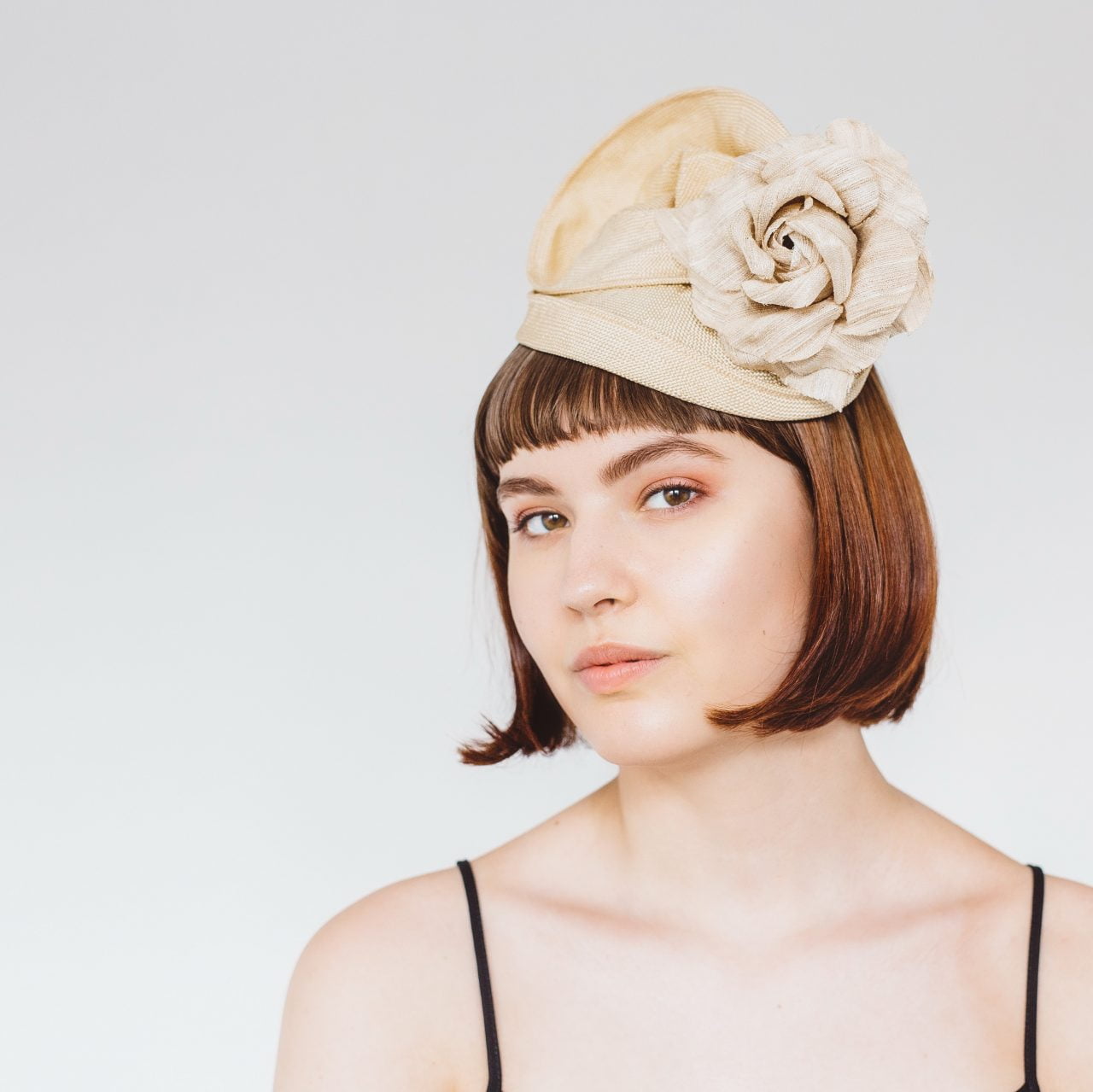 Gold Bow Headpiece in Premium Straw main image 1