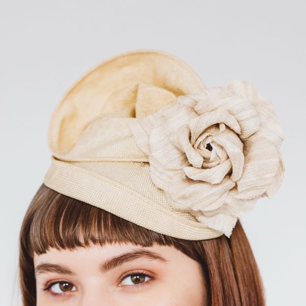 Gold Bow Headpiece in Premium Straw