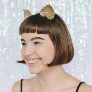 Gold Glitter Ears Headband angle