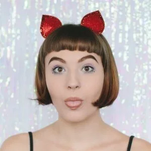 Red Glitter Ears Headband front