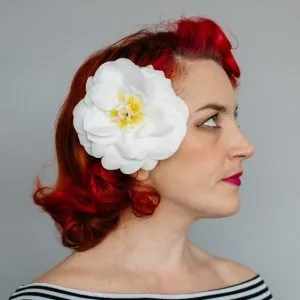 White Rugosa Rose Hair Clip