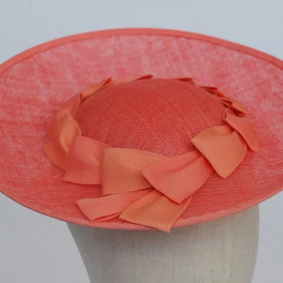 Coral Hat with Ribbon Trim - Imogen display picture 2
