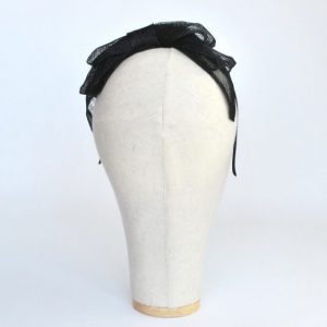 Black Large Sinamay Bow Fascinator - back