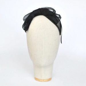 Black Large Sinamay Bow Fascinator - front right