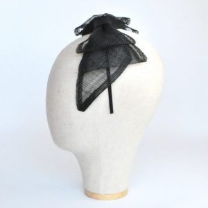 Black Large Sinamay Bow Fascinator - side