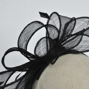 Black Loop Fascinator with Coque Feathers - detail