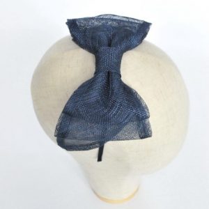 Navy Blue Large Sinamay Bow Fascinator - viewed from above
