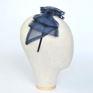 Navy Blue Large Sinamay Bow Fascinator - side