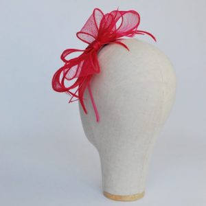 Pink Bow Fascinator with Biot Feathers - back