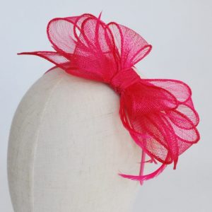 Pink Bow Fascinator with Biot Feathers - detail 2