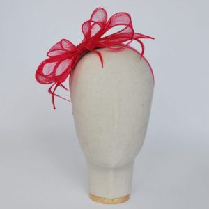 Pink Bow Fascinator with Biot Feathers - front right