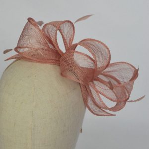 Sinamay wedding fascinator with loops and feathers
