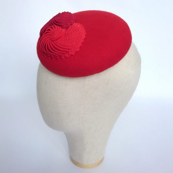 Red felt race day hat for autumn and spring