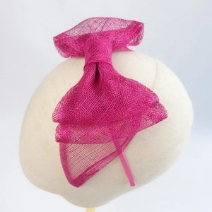 Dark Pink Large Sinamay Bow Fascinator