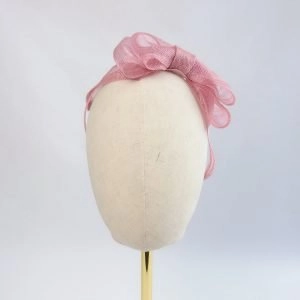Dusky Pink Large Sinamay Bow Fascinator