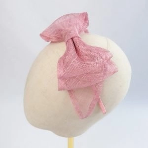 Dusky Pink Large Sinamay Bow Fascinator