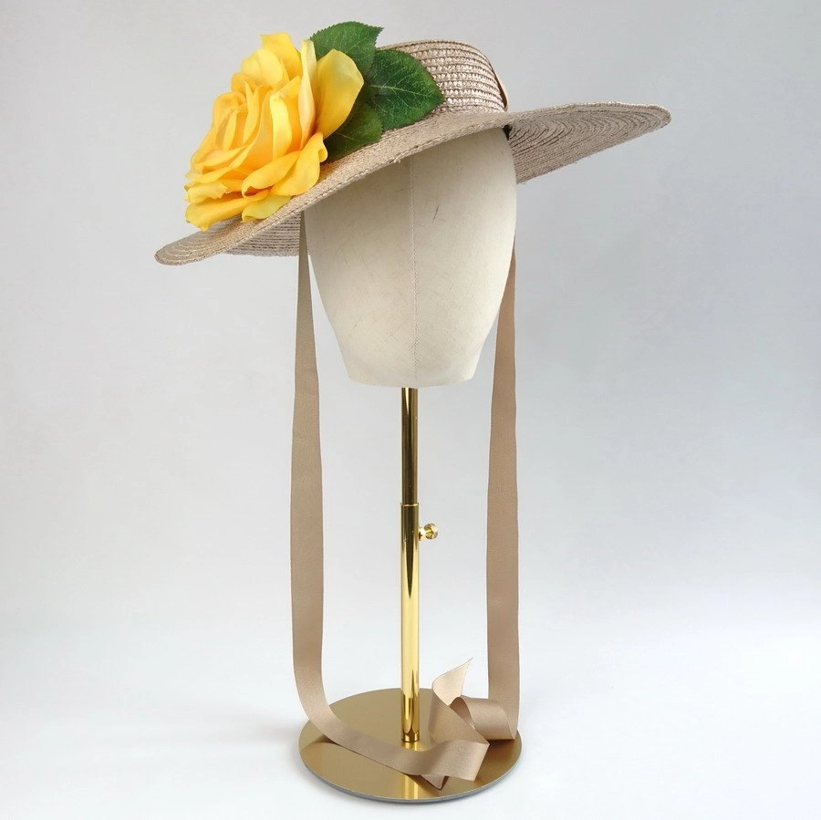 Summer Race Day Hat in Oyster with a Detachable Yellow Rose