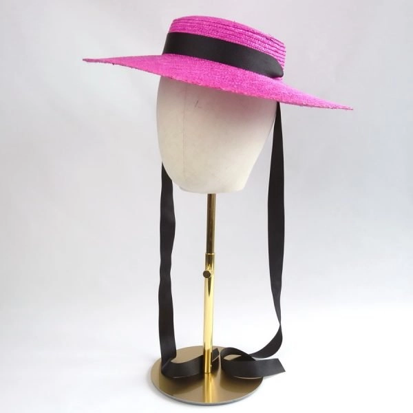 Pink Straw Boater Sun Hat - Imogen display picture 1
