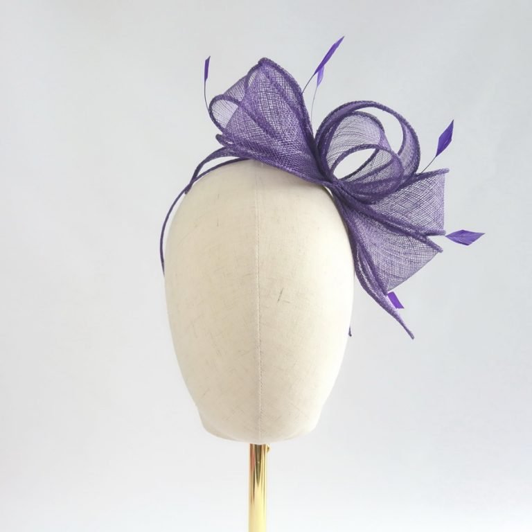 Distinctive Hats Sinamay Loops and Feathers in Purple 21207PUR main image 0