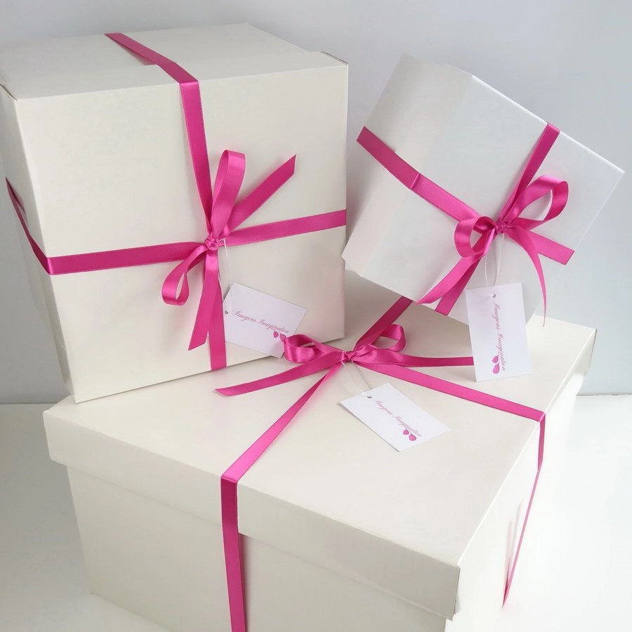 Imogen's Imagination Hat Boxes with Pink Satin Ribbon