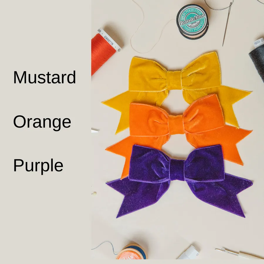 Bright Velvet Ribbon Bow Hair Clips Handmade by Imogen's Imagination