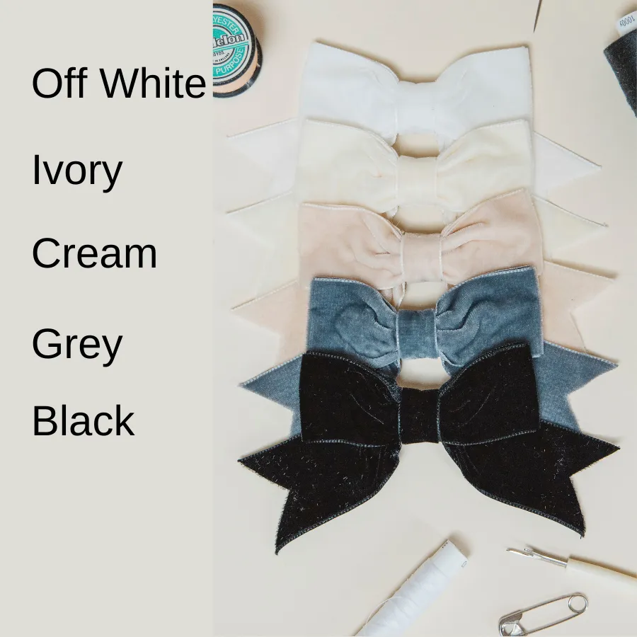 Neutral Velvet Ribbon Bow Hair Clips Handmade by Imogen's Imagination