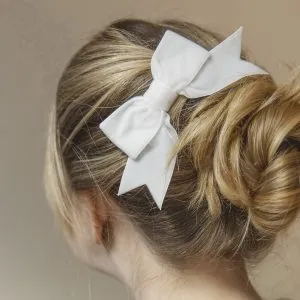 Off White Velvet Hair Bow worn with a chignon