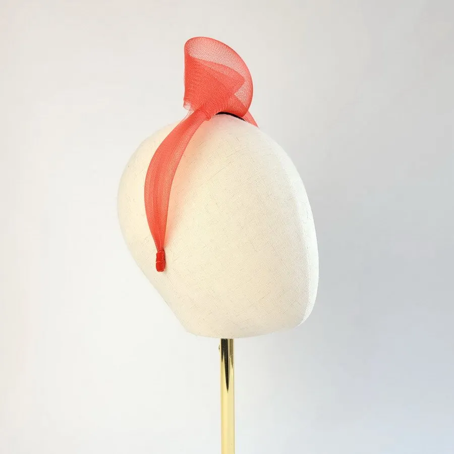 Red wedding headband - worn to the right of the head