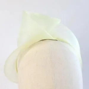 Pale Yellow wedding headband - worn to the right of the head