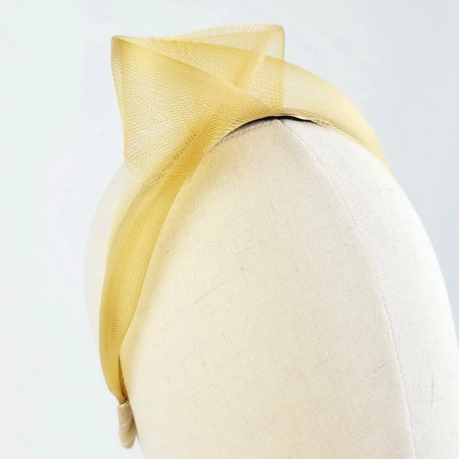 Mustard wedding headband - worn to the right of the head