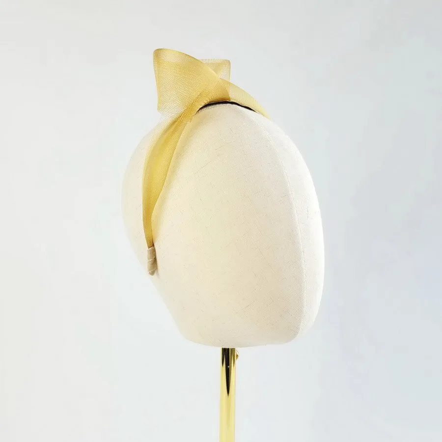 Mustard wedding fascinator with no feathers