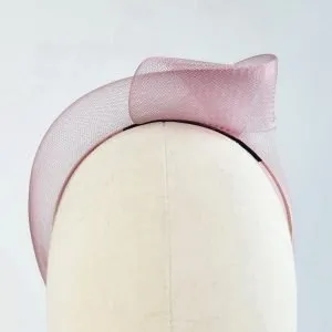 Dusky pink wedding headband - worn to the left of the head