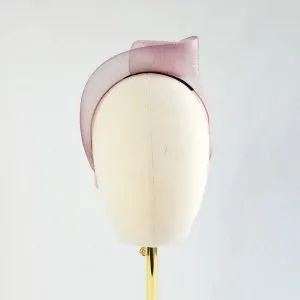 Dusky Pink Crinoline Knot Headband worn to the left of the head