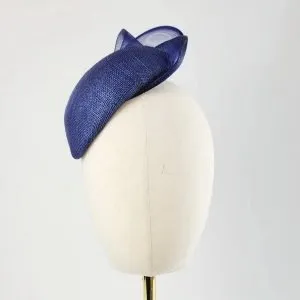 Navy Blue Small Hat with Crinoline Knot