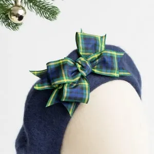 Navy blue women's winter hat with handmade decoration by Imogen's Imagination