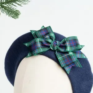 Navy blue women's winter hat with handmade decoration by Imogen's Imagination