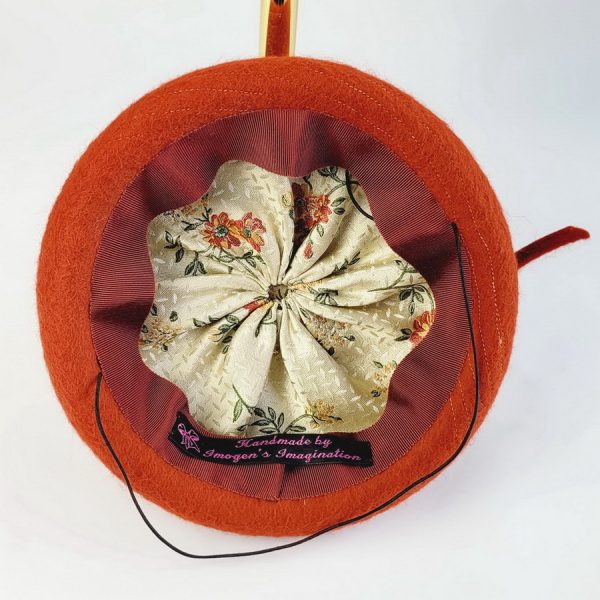 Burnt Orange Felt Button Hat with Knot - Imogen's Imagination