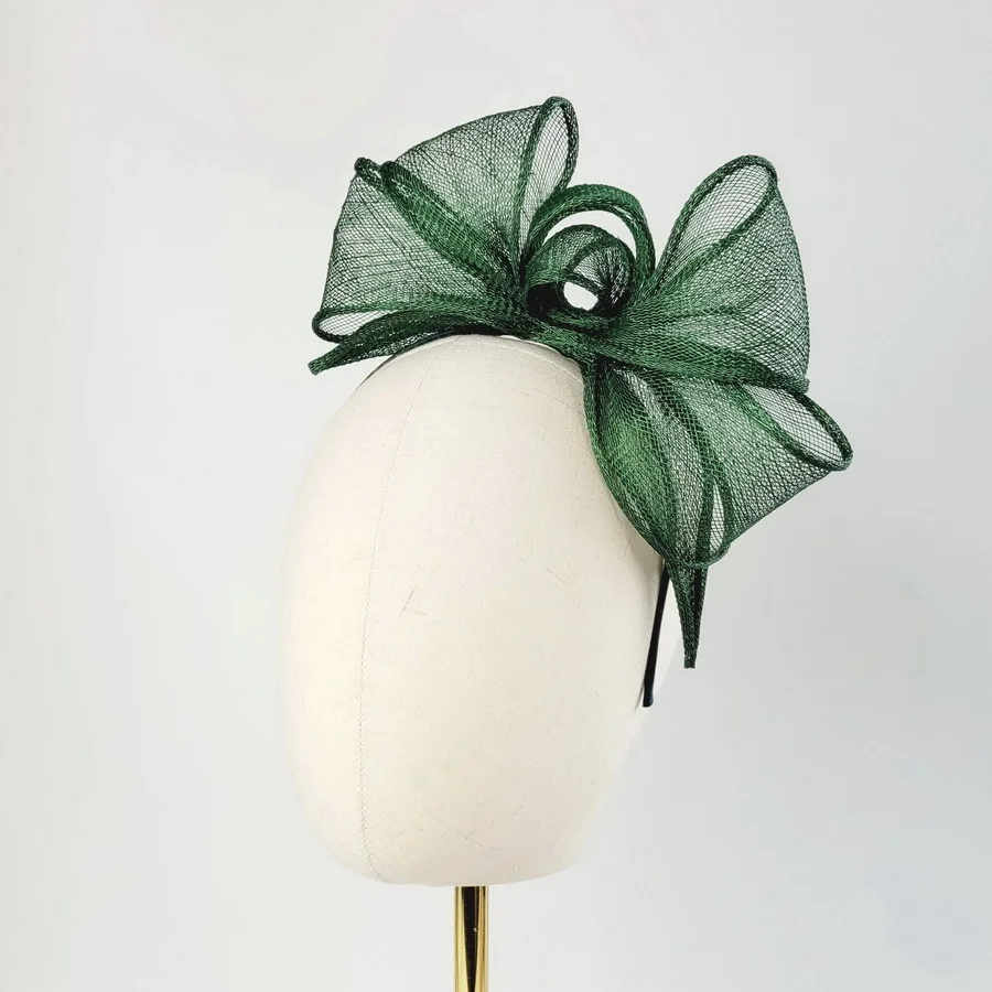 Dark Green Looped Fascinator Headband - Imogen